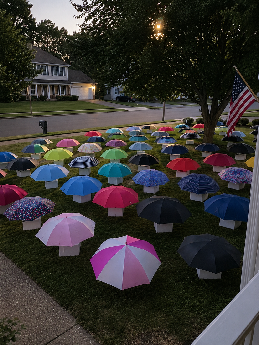 My Son Gave His Umbrella to a Pregnant Stranger in the Rain – The Next Morning, 47 Umbrellas Appeared on Our Lawn, Each With a Numbered Box That Made My Heart Stop