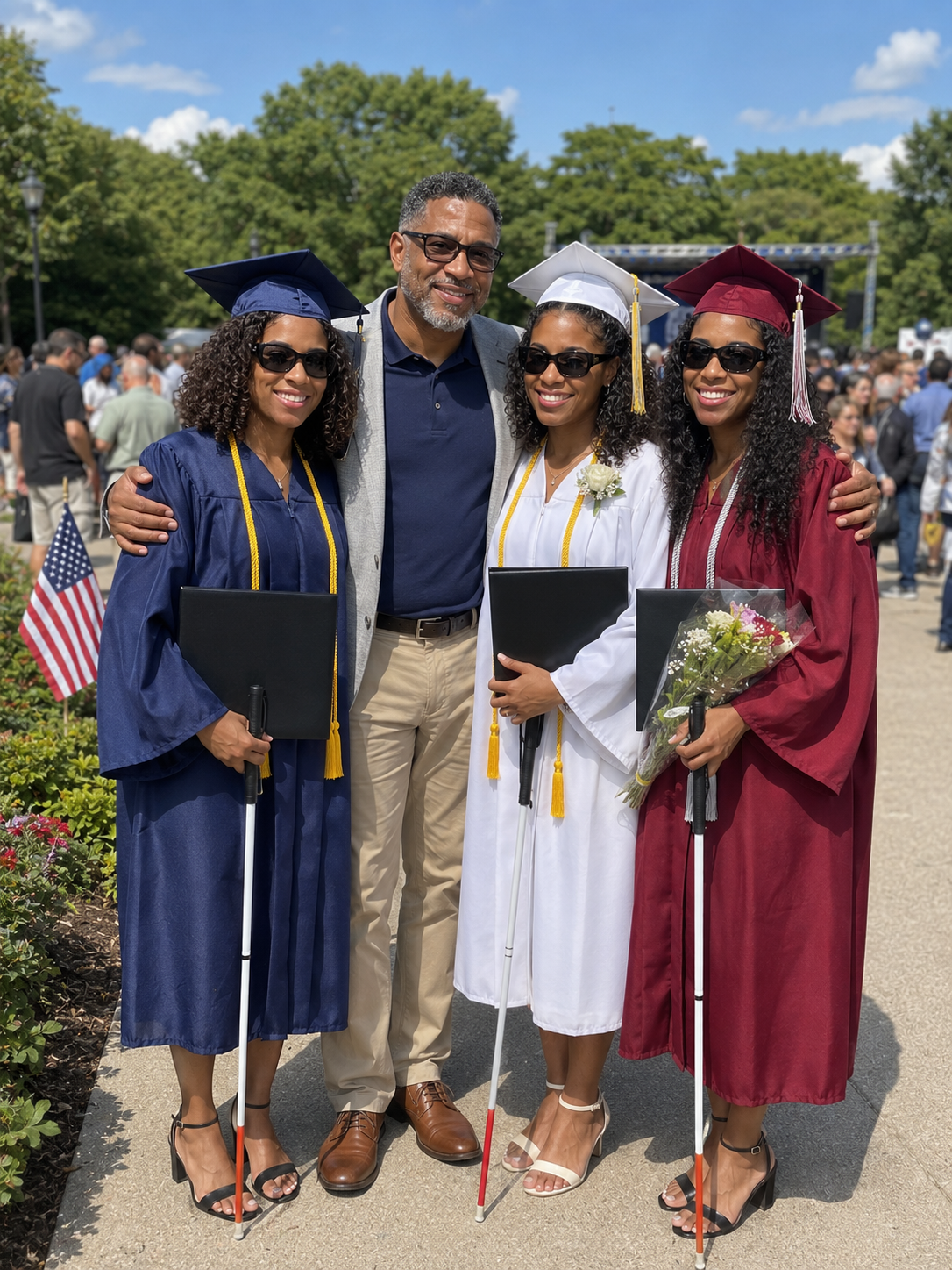 My Wife Left Me with Our Blin:d Newborn Triplets – 18 Years Later, She Showed up at Their Graduation, and What One Daughter Said on Stage Sh0cked Everyone