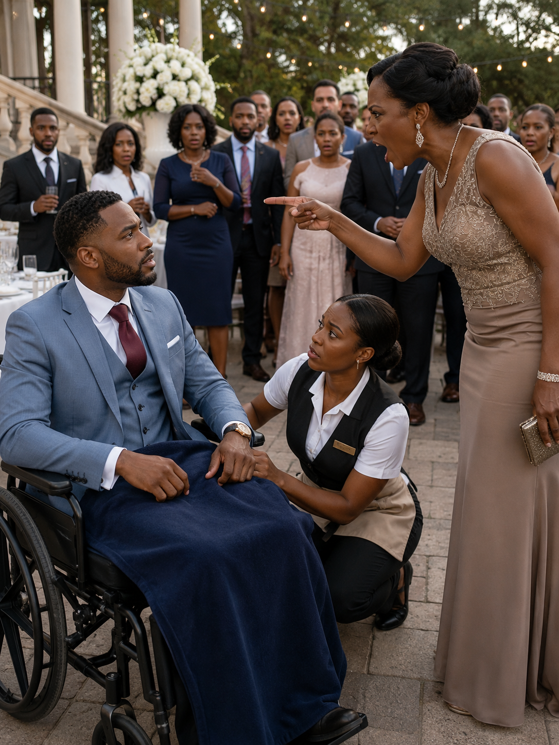 I pretended the acci:dent had broken my bones, so I sat silently in my wheelchair and watched my fiancée laugh mockingly in front of everyone. “Look at you,” she sneered, leaning closer. “Now you’re nothing—just a useless cripple.” No one defended me. Only the maid knelt beside me,