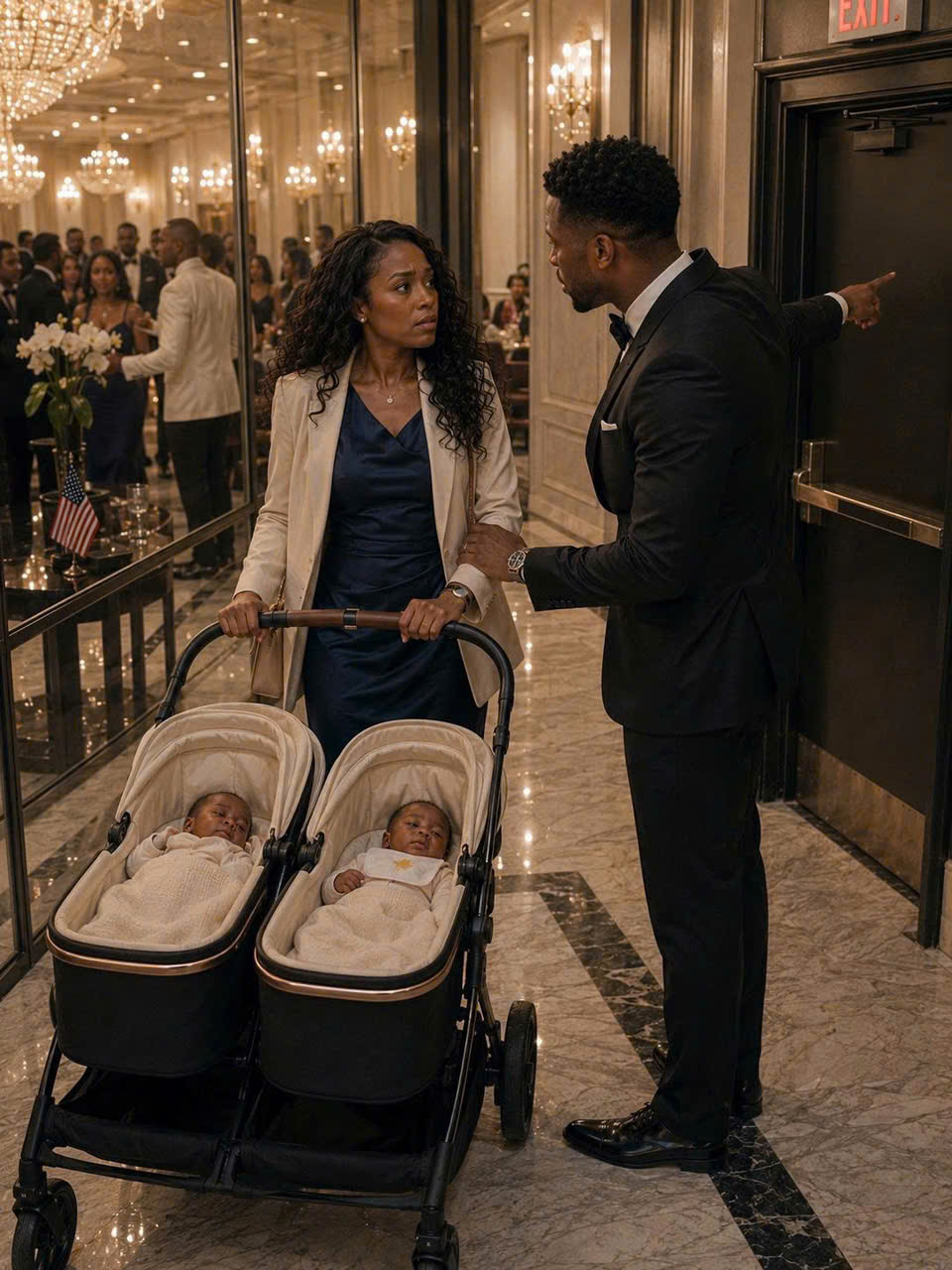 My husband had no idea I was the anonymous billionaire behind the company he was proudly celebrating that night. To him, I was just his "plain, exhausted" wife who had "lost herself" after giving birth to twins. At his promotion gala, I stood there holding our babies when he pushed me toward the exit.