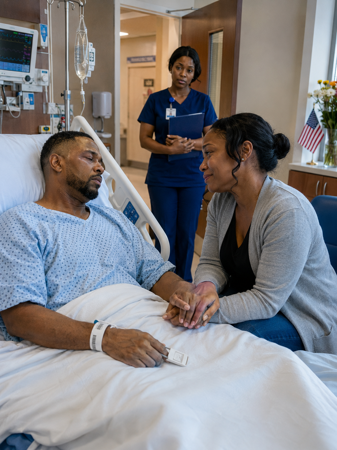 MY HUSBAND SQUEEZED MY HAND AFTER HIS STROKE... AND WHISPERED ANOTHER WOMAN'S NAME. THE NURSE STANDING IN THE DOORWAY HEARD IT—AND SUDDENLY LOOKED TERRIFIED.