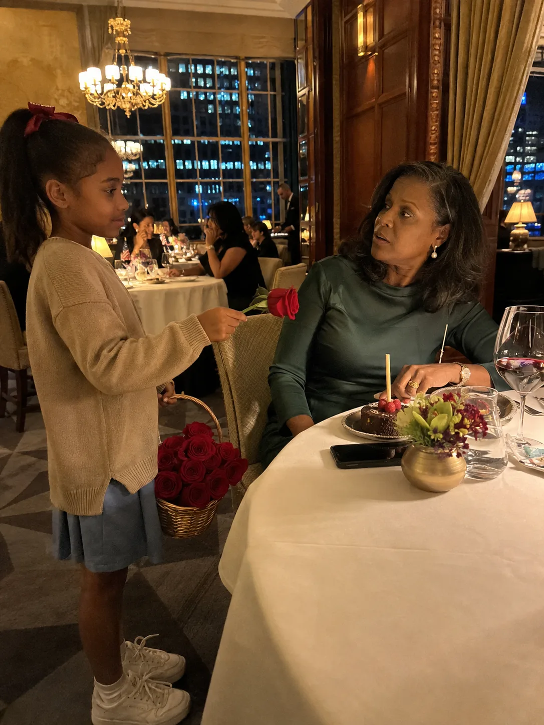 Would you like a rose, ma'am?