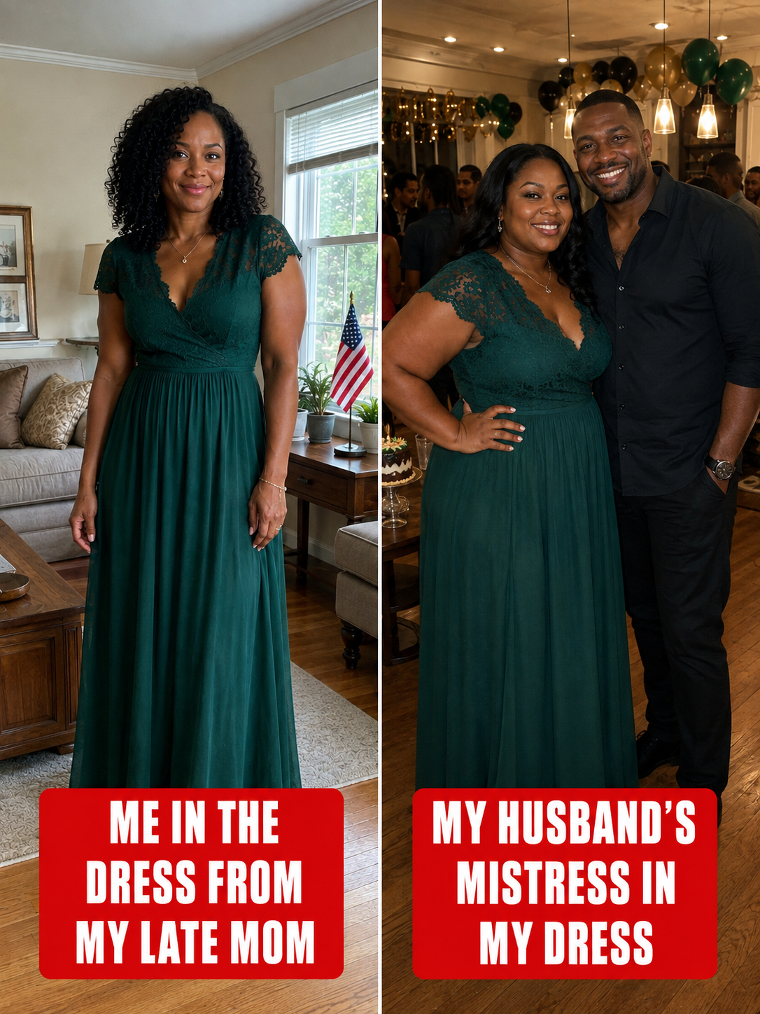 My cheating husband kicked me out without letting me take my clothes—weeks later, his mistress wore my late mom's dress to a party, but when I told her, "Check the pocket," she went pale.