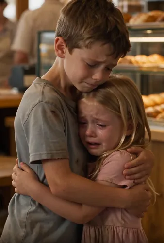 Five-year-old Lily held tightly to her brother.