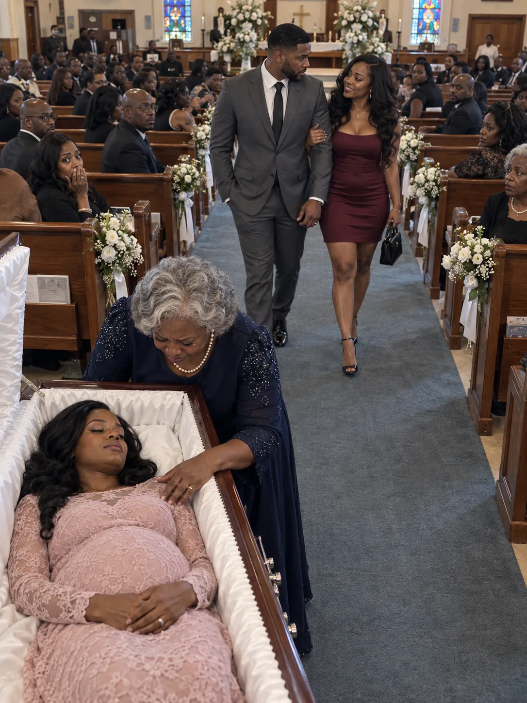 My pregnant daughter was in a coffin — and her husband walked into the church laughing, with his mistress on his arm.