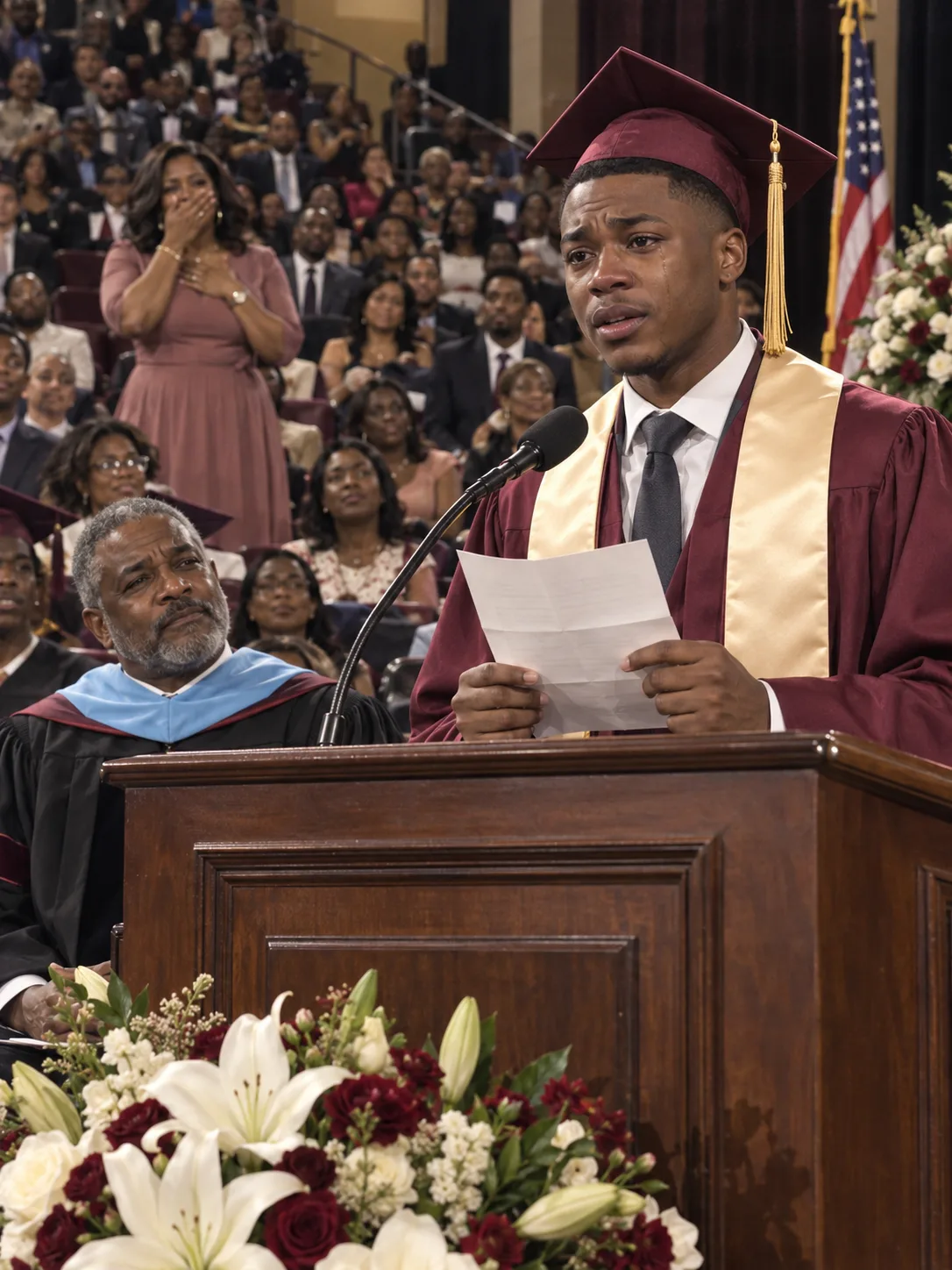 My son's valedictorian speech stopped halfway through — then he looked at his stepfather and said, "Sorry, I can't pretend nothing has happened. Now everyone will discover what you did."