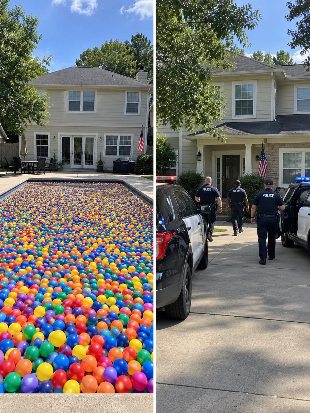 I woke up to find my entire swimming pool filled with Orbeez — when we finally uncovered what was hidden at the bottom, police cars began arriving at our house within minutes.