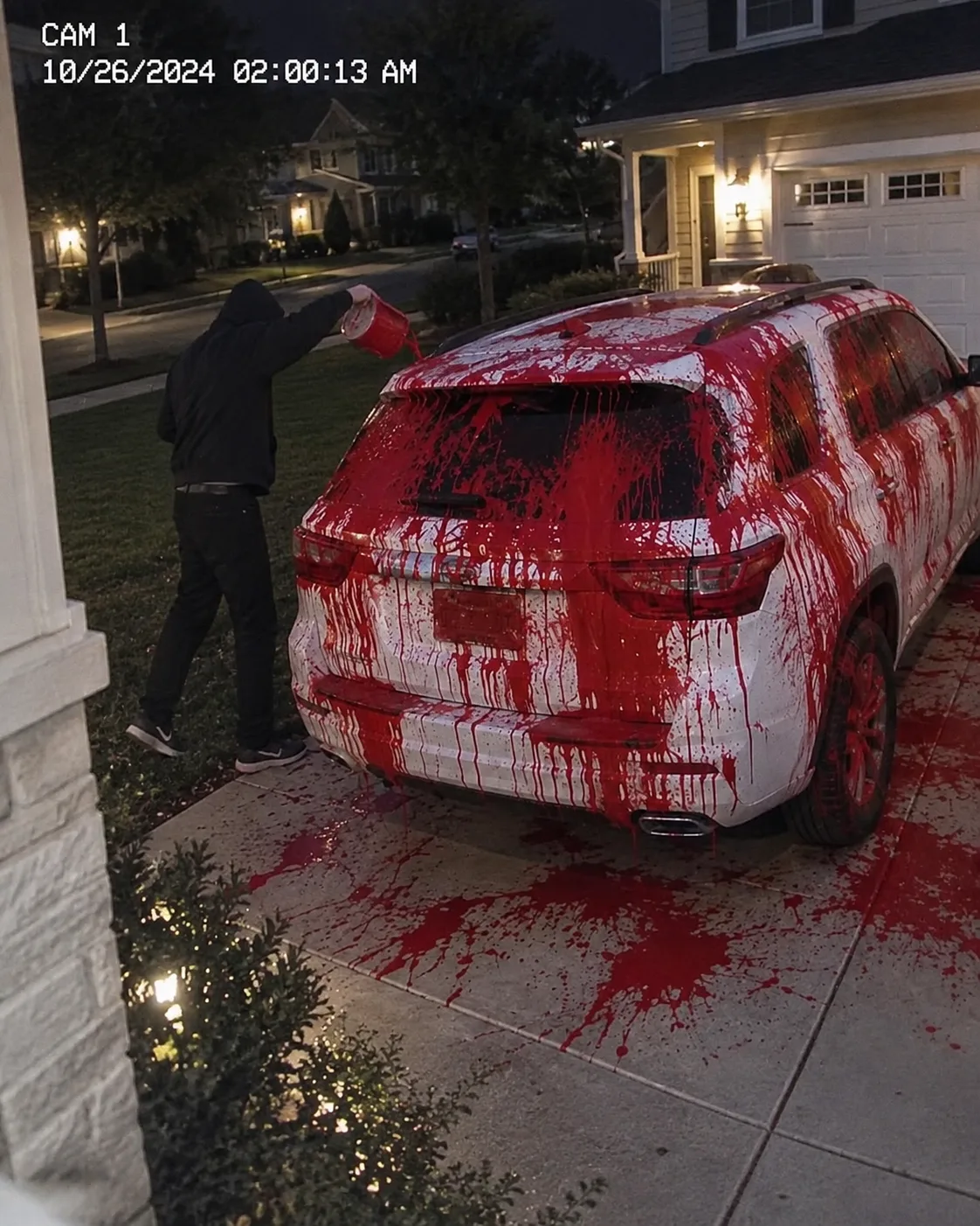 My neighbour threw a bucket of red paint over my car at two in the morning — by breakfast there were three police cars outside her house, and an officer told me not to wash it