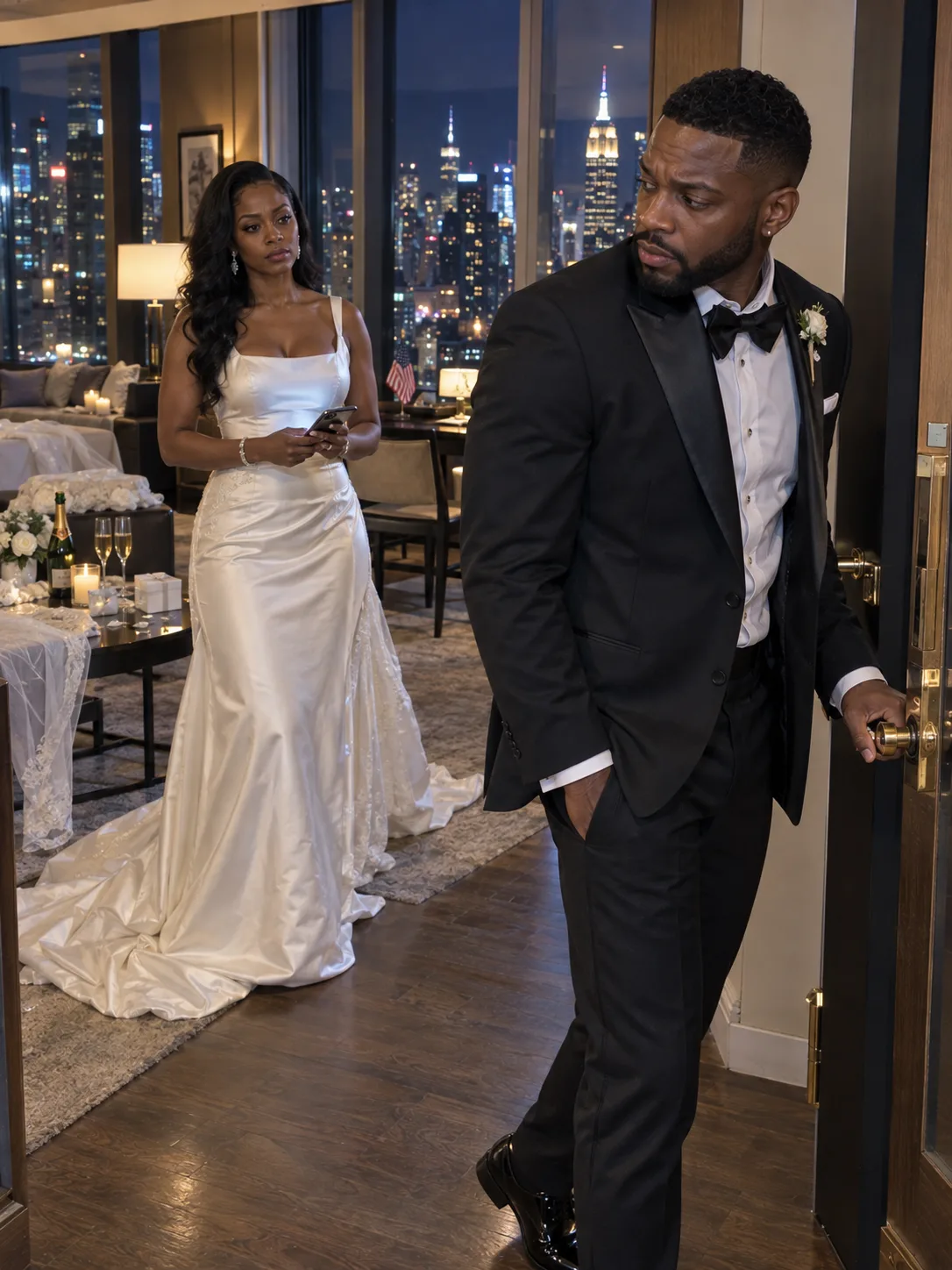 On our wedding night, my husband buttoned his tuxedo jacket and told me he was leaving to comfort another woman