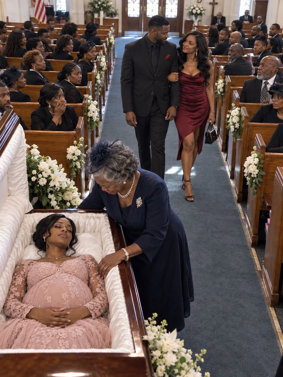 My pregnant daughter was in a coffin — and her husband walked into the church laughing, with his mistress on his arm.