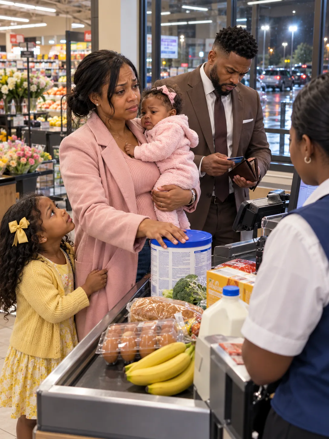 A wealthy businessman stood frozen in a grocery store as a desperate mother begged the cashier to take back her hungry baby's formula