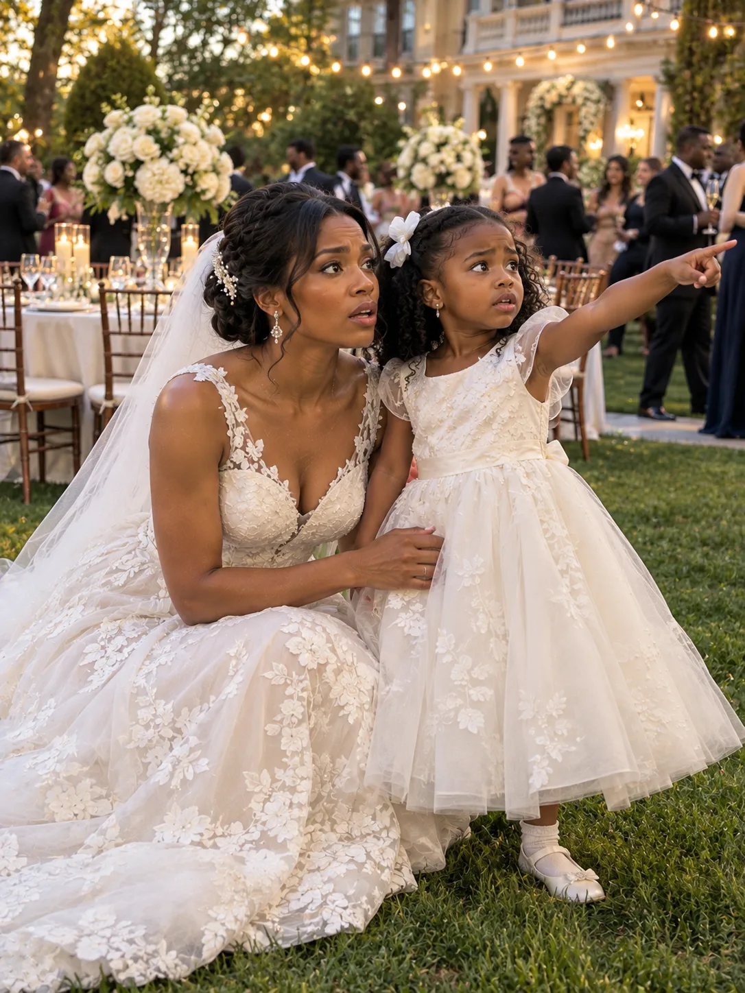 At my wedding reception, my new husband's little daughter tugged on my dress and asked