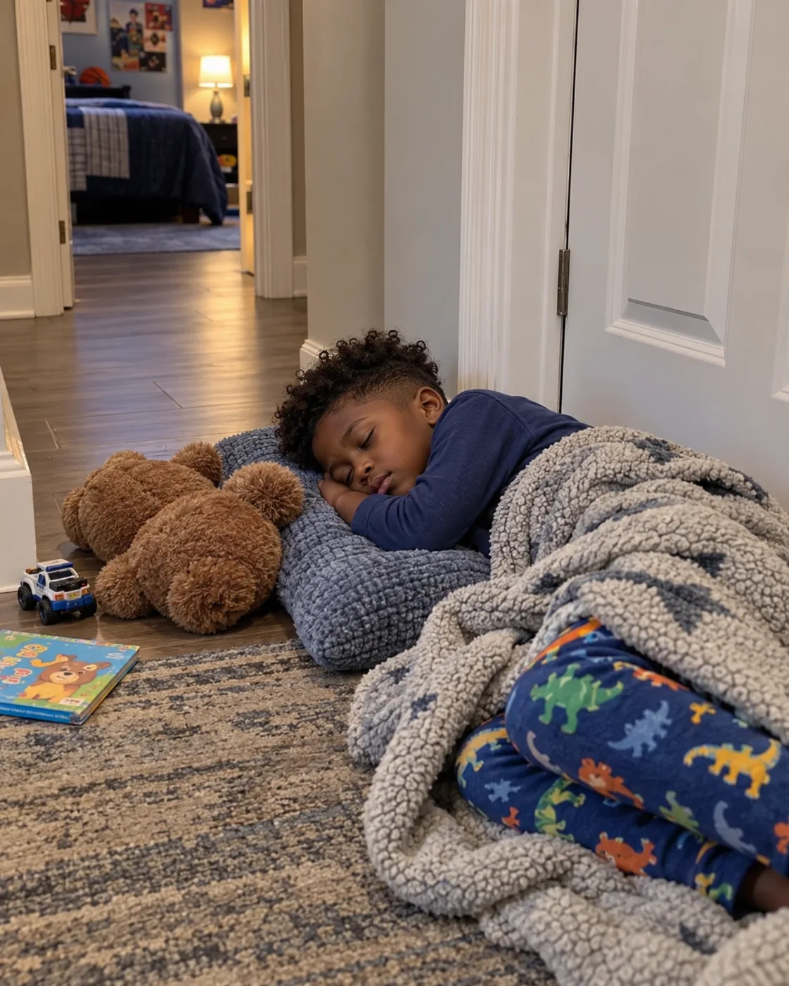 My eight-year-old started dragging his pillow out to sleep on the floor outside his grandmother's door every night. Then at four in the morning I heard him whisper that he wouldn't let his uncle do it to her again.