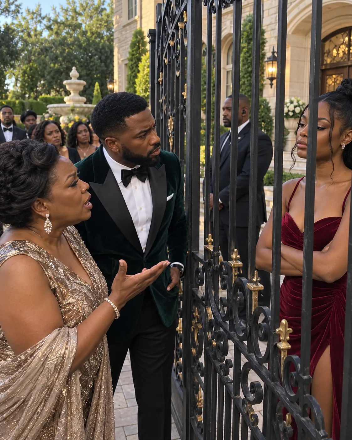 My ex-mother-in-law told me outside the courthouse that I wouldn't manage the rent without her son. Three weeks later twenty-eight of them drove up to my gate in black tie, ready to laugh — and my ex-husband looked through the windscreen and said, Mum, that's Grandfather's house.