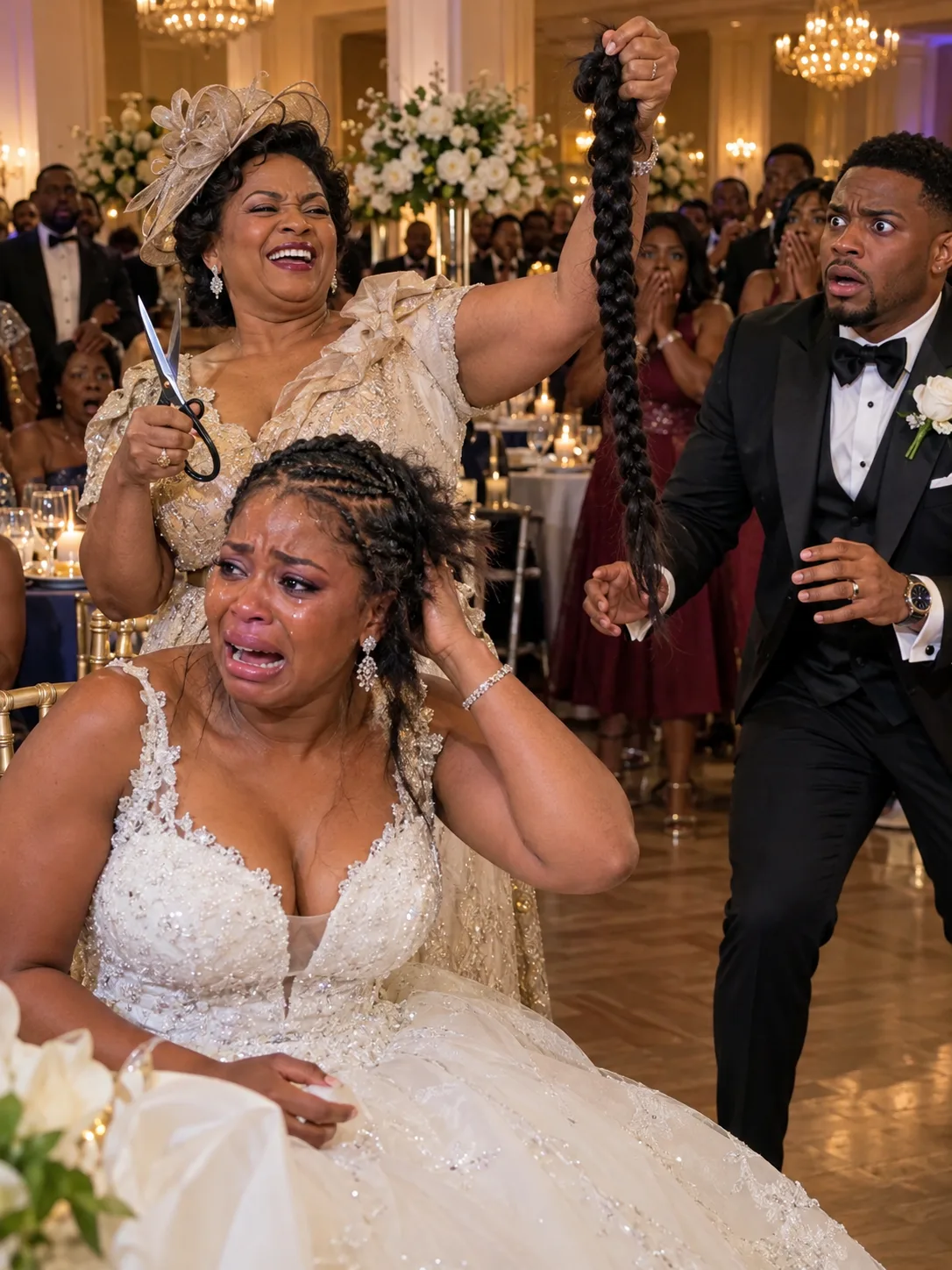 My mother-in-law cut off my wedding braid in front of all our guests, claiming it was "tradition." She had no idea my husband was about to walk back in with someone who made her scream.