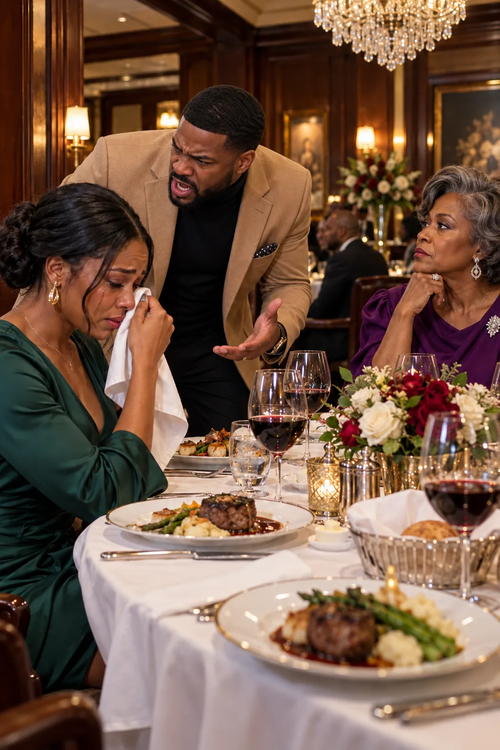 My husband threw a glass of wine in my face in a full restaurant and told me to pay the bill or the marriage was over. I opened my handbag and took out my phone.