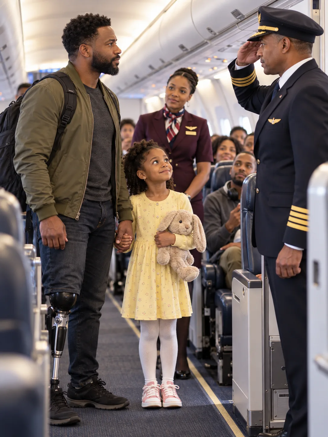 My seven-year-old and I were told to give up our first-class seats for a businessman and move to the back. I didn't argue. I took her hand and started down the aisle. Then the cockpit door opened.