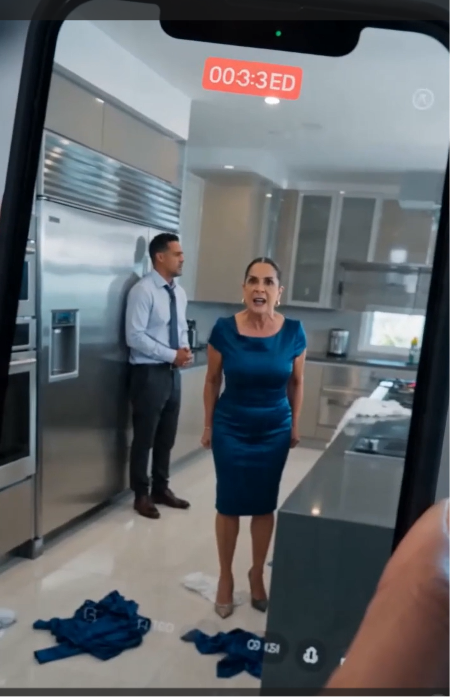 My mother-in-law tore my dress to humiliate me in my own kitchen; the next day, her son lost his job, the house, and the keys.