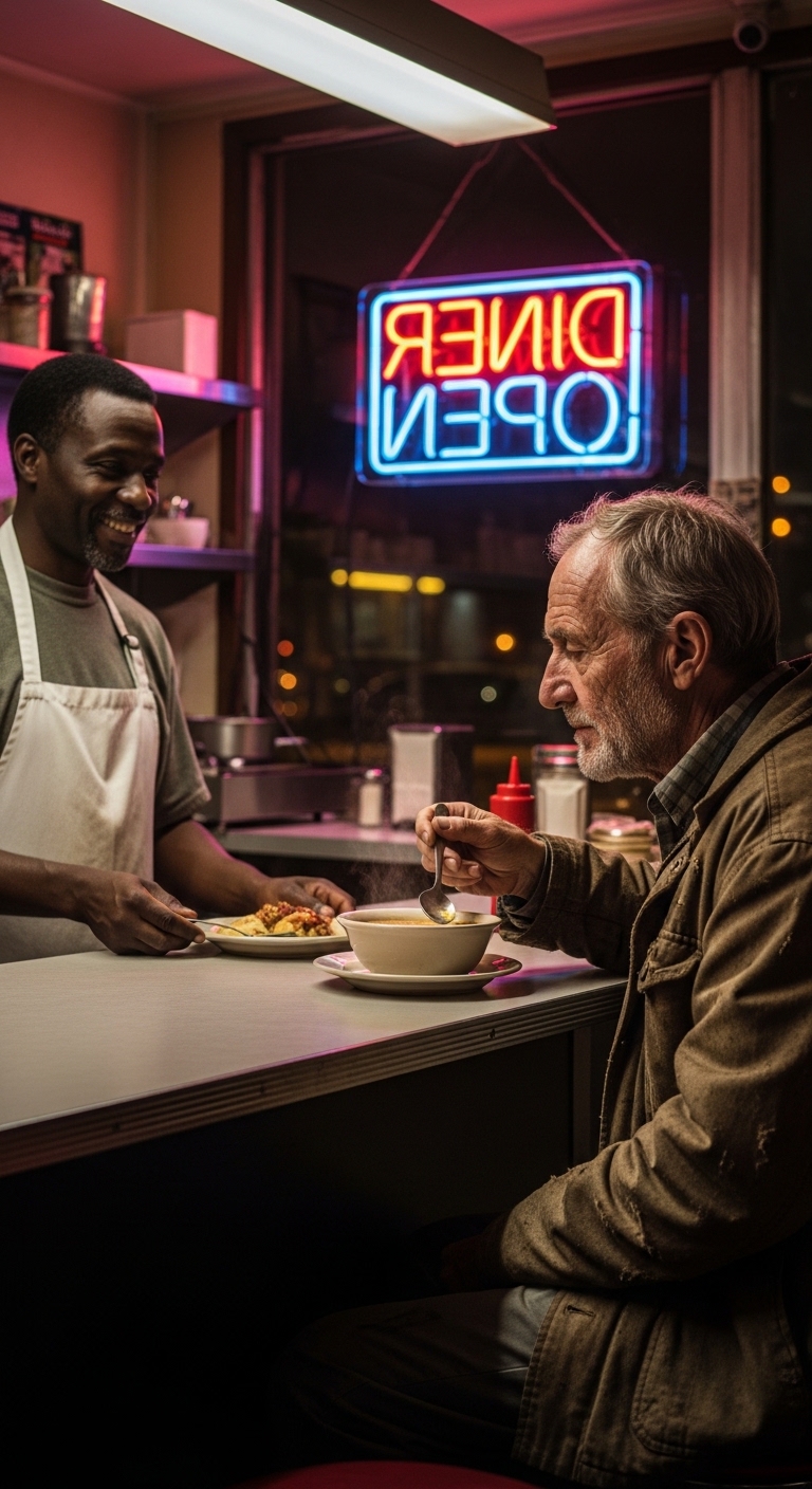 Poor Diner Owner Feeds a Broke Freezing Biker—Weeks Later His Life Was Never the Same
