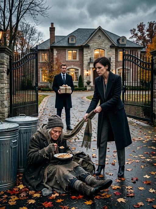 Billionaire Flies Home on Thanksgiving, Finds Wife Forcing His Sick Mother to Eat Garbage Behind the Trash Cans… What He Did Next Stunned Everyone…
