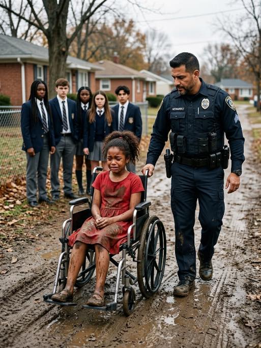 “Dad… They Said You Wouldn’t Believe Me Again,” A Wheelchair-Bound Girl Whispered When Her Police Chief Father Arrived At School — Moments Later, What He Saw At The Bottom Of That Muddy Hill Silenced The Entire Crowd…