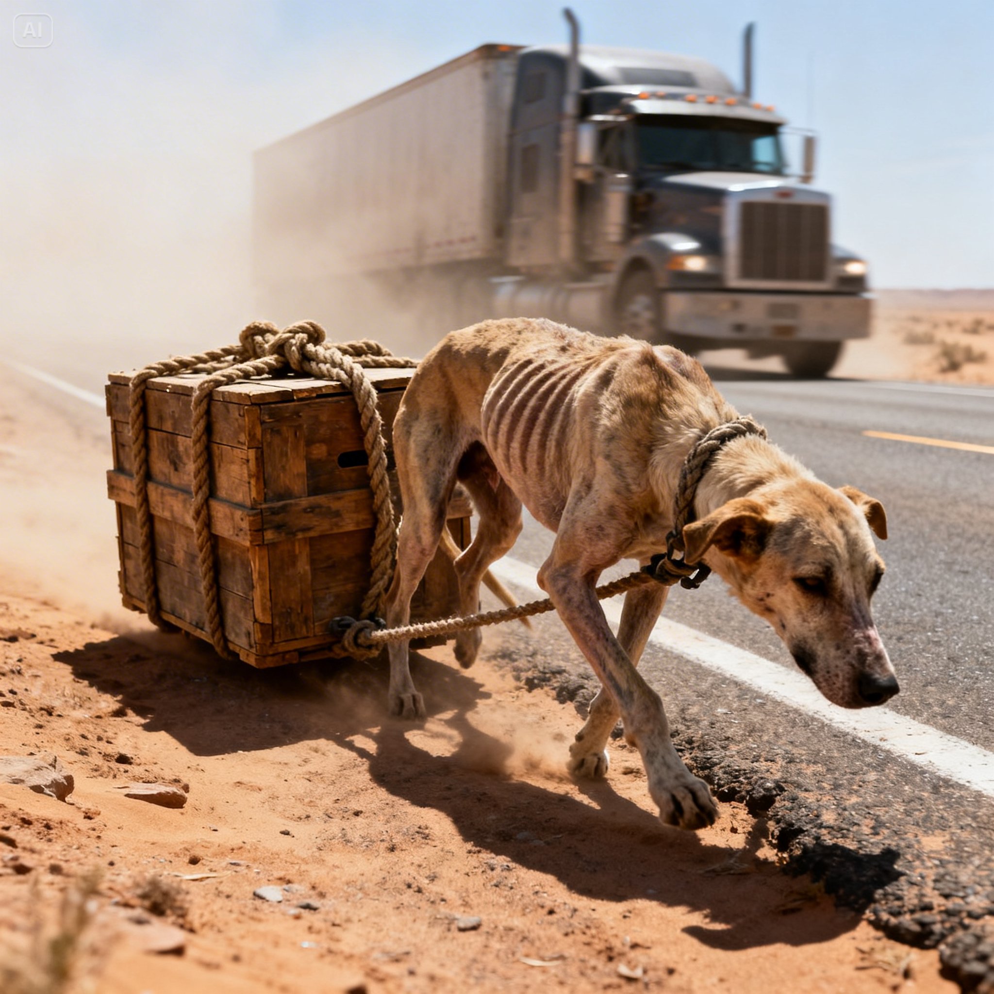 EXHAUSTED AND NEARLY COLLAPSING, SHE DRAGGED THE BOX ACROSS THE ASPHALT… A TRUCK DRIVER CHANGED EVERYTHING... Spotlight8