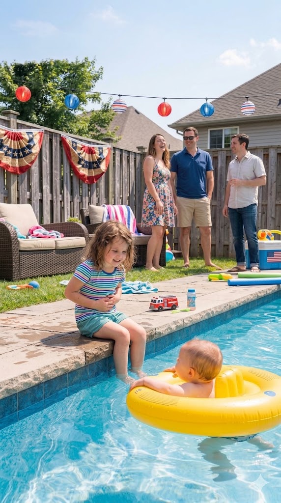 A Grandmother Hosting a Summer Pool Party Noticed Her Four-Year-Old Granddaughter Refusing to Swim and Sitting Alone Saying Her Stomach Hurt — Until the Little Girl Quietly Followed Her Into the Bathroom and Revealed the Truth Her Parents Told Her Never to Tell Anyone
