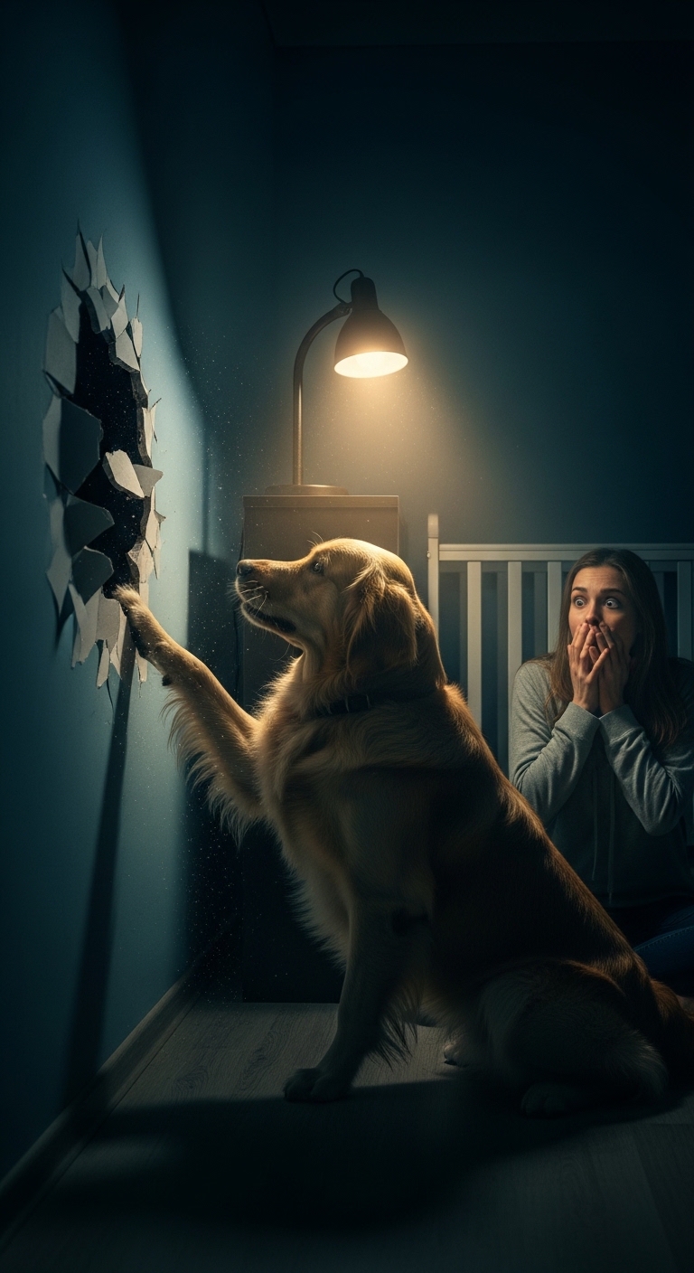 My dog ​​started scratching furiously at the wall behind my eight-month-old daughter’s crib: at first we thought she was just going crazy, but when we looked inside the wall, we found something truly terrifying.