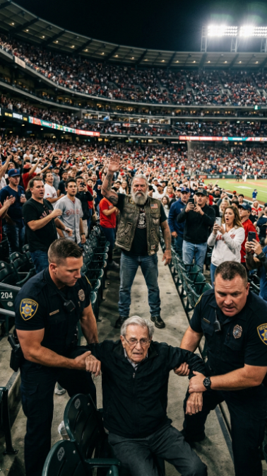 The Old Man Was Dragged Out of the Stadium — Until a Biker Spoke One Sentence That Stopped Everything