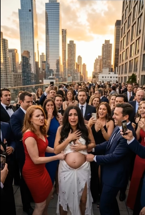 They Tore Off His Pregnant Wife’s Dress At A Rooftop Gala While Manhattan’s Elite Cheered—But The Billionaire Husband Filming Her Humiliation Had No Idea Her Family Was Already Preparing The Evidence That Would Destroy His Empire, Expose His Mistress, And End Everything He Owned.