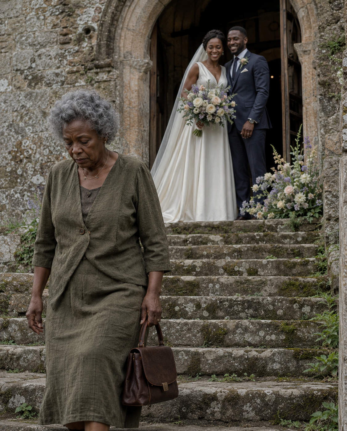 When I arrived at my son’s wedding, he blocked my path at the church door and said: “I didn’t invite you, Mom. The whole family decided you’re no longer a part of us.” I looked at him, gripped my purse, and replied in a low voice: “That’s fine, son… but don’t forget to check your phone.” What no one knew was that, that afternoon, the truth was already on its way.