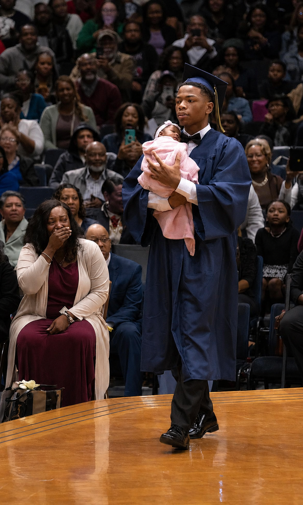 They Laughed When My Son Walked Across His Graduation Stage Holding A Newborn — One Woman Whispered “Just Like His Mother”… But What He Said Next Left The Entire Room Silent