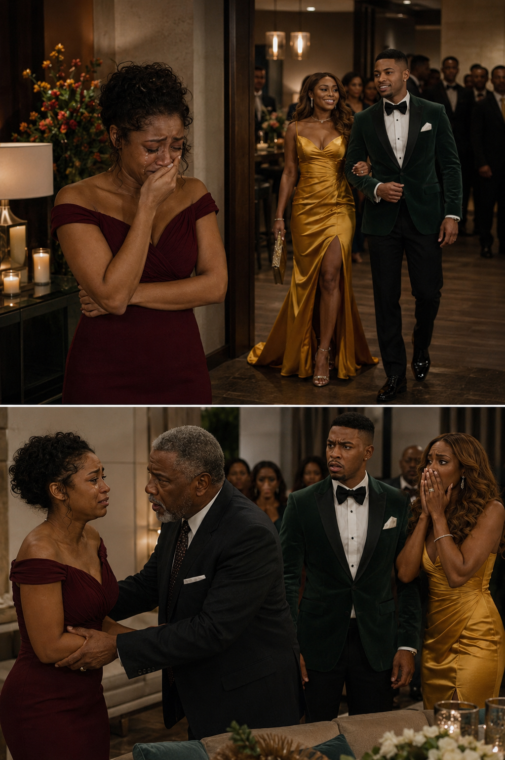 My husband hid me at the party for being embarrassed of my cheap dress… but his career crashed when the billionaire boss recognized my necklace and fell to his knees uncovering 1 30-year secret
