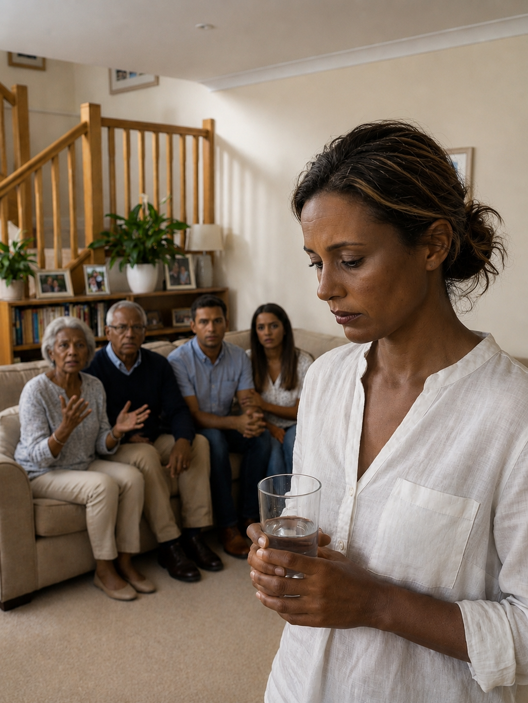 When my husband’s affair ended in a pregnancy, his entire family gathered in my living room and demanded that I leave the house. I didn’t raise my voice. I didn’t argue. I simply smiled and said one sentence—and watched the confidence drain from all six of their faces. They apologized not long after, but by then, it meant nothing.
