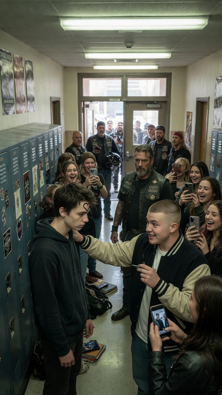 The Moment the Bully’s Confidence Shattered: A High School Showdown with Bikers
