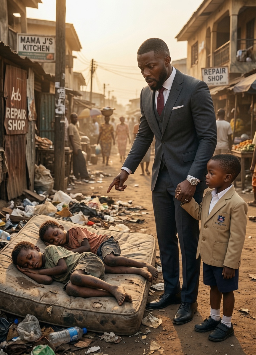Father, look, those two boys sleeping in the trash look just like me!”