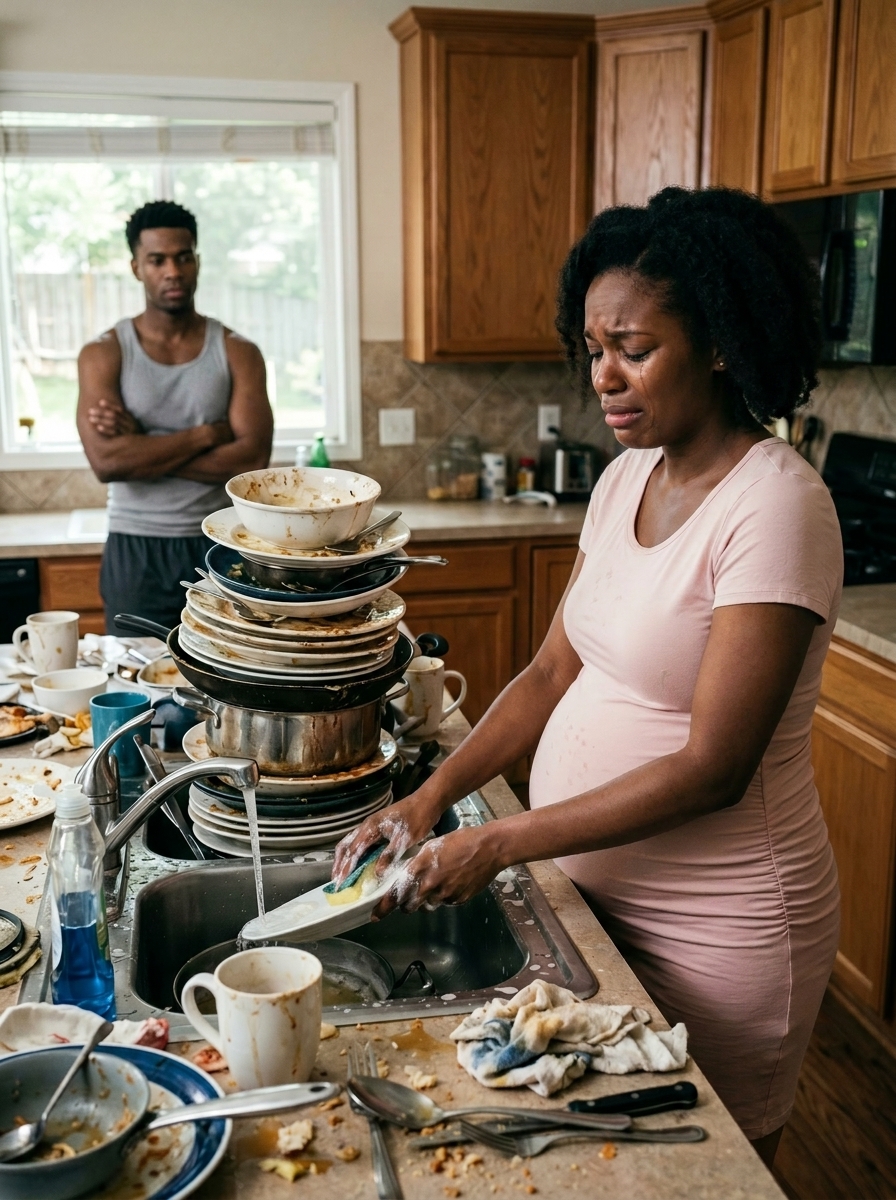 When I saw my eight-month pregnant wife washing dishes alone at ten o’clock at night, I called my three sisters and said something that left everyone silent. But the strongest reaction… it came from my own mother.