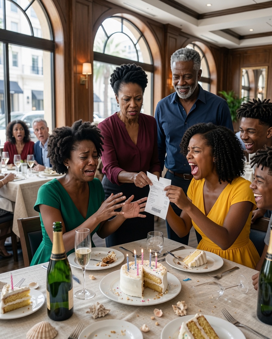 They thought em:barrassing me in a crowded restaurant would be the perfect birthday joke. My mother handed me the bill