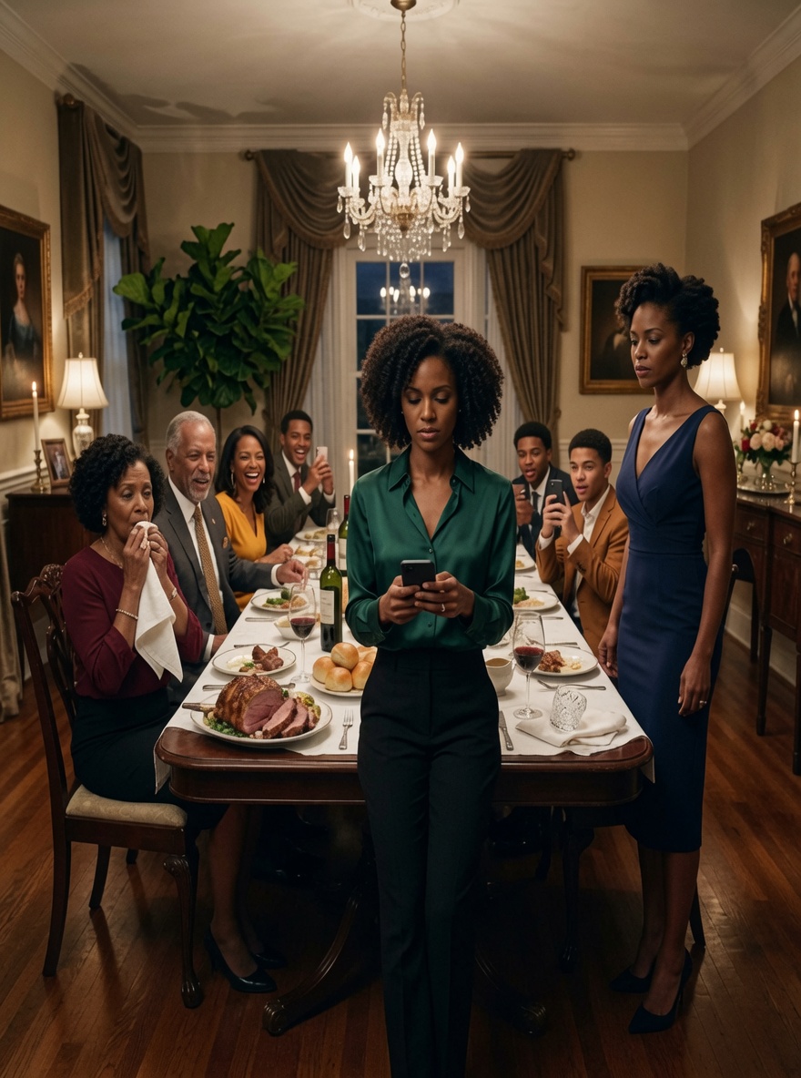 My sister shoved me off my chair at family dinner and told me to eat on the floor — so I smiled, tapped my phone once, and by morning she had called me 73 times.