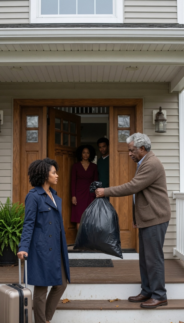 My Mother-In-Law Threw Me Out Of The House While My Weak Husband Stayed Silent. As I Was Leaving, My Father-In-Law Called My Name And Said, “On Your Way Out, Take This Bag Of Trash With You.” The Look In His Eyes Said More Than His Words… And In The End, I Realized It Was Never Trash—It Was What Would Help Me Take My Life Back.