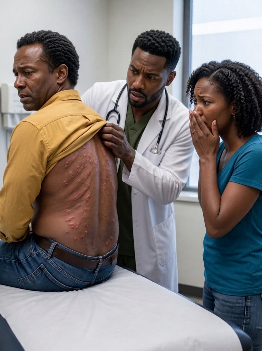 I froze when I saw them—dozens of tiny red bumps dotting my husband’s back, clustered like something had been laid there. “It’s probably a rash,” he muttered, trying to laugh it off.
