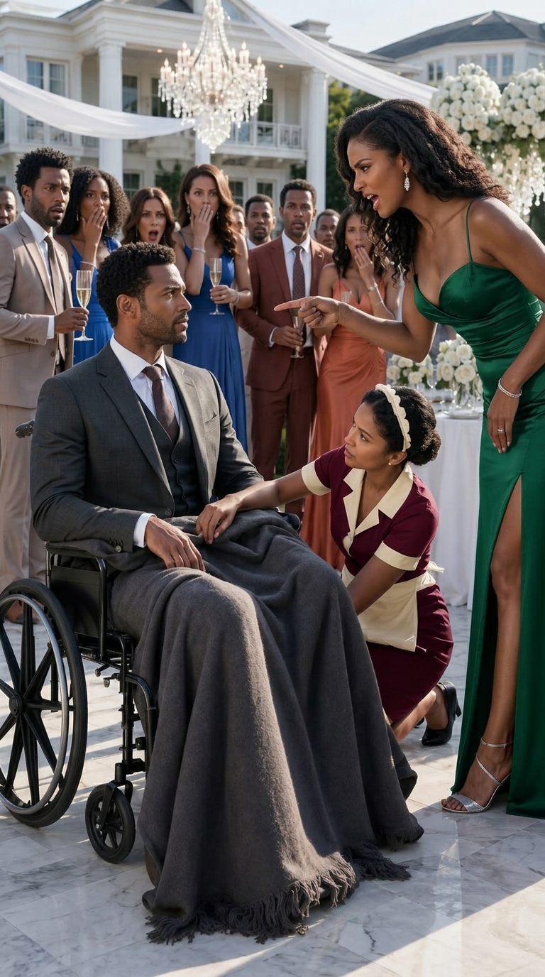 I pretended the accident had broken my bones, so I sat silently in my wheelchair and watched my fiancée laugh mockingly in front of everyone. “Look at you,” she sneered, leaning closer. “Now you’re nothing—just a useless cripple.” No one defended me. Only the maid knelt beside me,