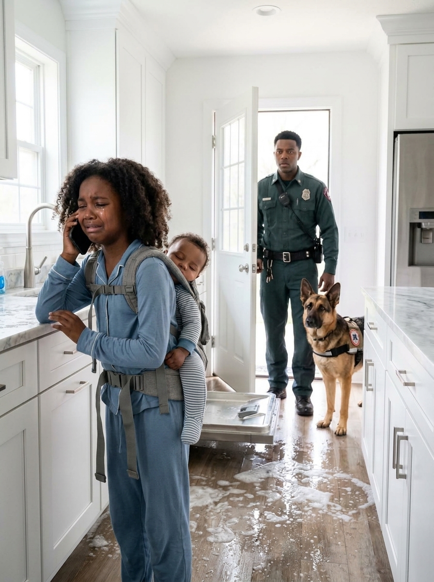 My daughter called me crying and said, “My back hurts, Daddy,” but when I opened the door I saw her carrying her 6-month-old brother and cleaning milk off the floor; I didn’t scream, I just checked the security cameras, and what came up next changed my marriage forever.