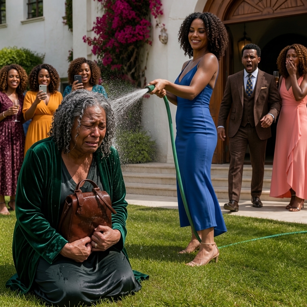 At my son engagement party, his fiancée bathed me with a hose in front of 30 guests and mocked me: "Beggers don't get married here." I just clutched my shopping bag against my chest, letting my phone keep recording, waiting for her to discover who she really was.