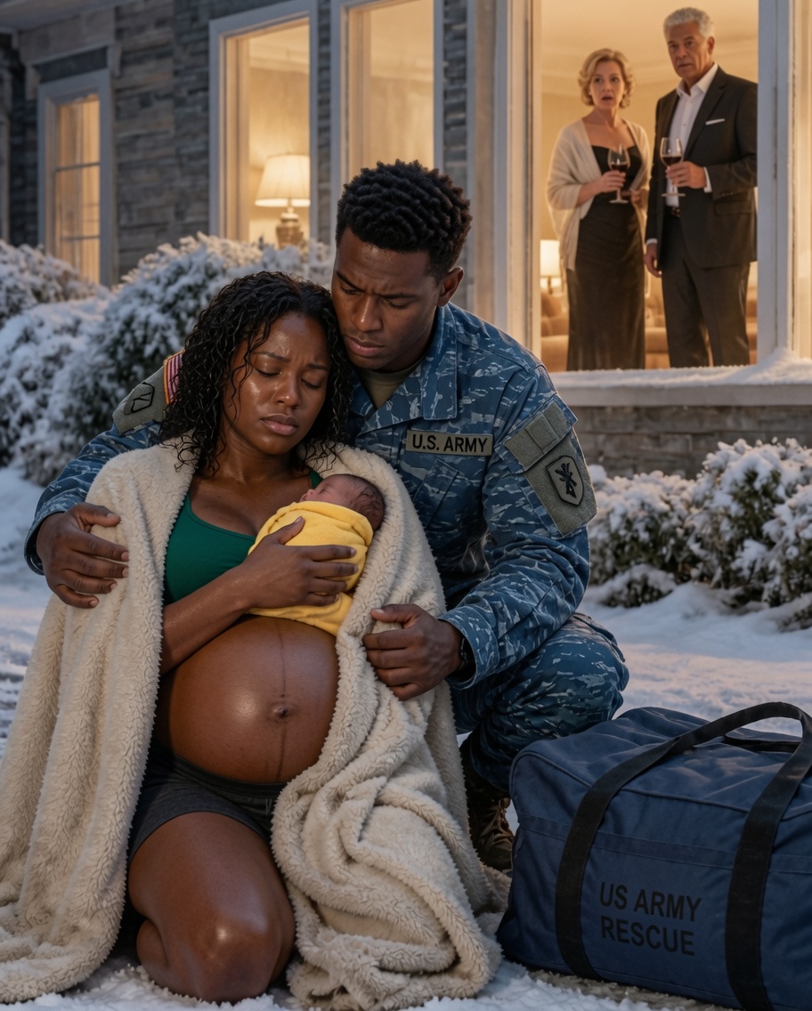 After eighteen months deployed overseas, I came home through a blizzard expecting warmth, but found my wife collapsed on the frozen porch, clutching our baby. “Your parents said we were no longer family,” she whispered.