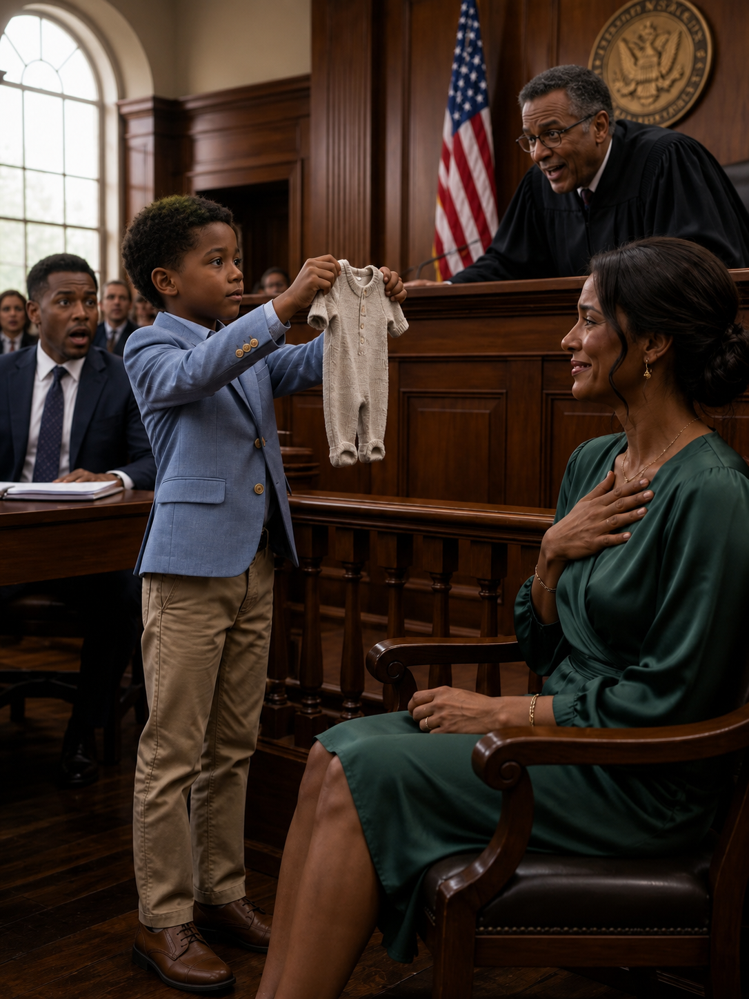 My Ex-Husbands Lawyer Held up my son's worn, threadbare shirt in front of the whole courtroom to prove I was an unfit mother — but my eight-year-old quietly asked the judge if he could turn it inside out, and the hidden message he'd written there exposed his father's biggest lie and flipped the entire custody hearing on its head.