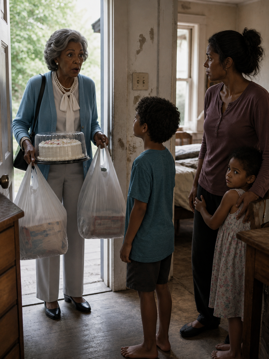 My Mother-in-Law Showed Up Unannounced to Visit Her Grandchildren—Only to Discover Her Own Son Had Abandoned Us in a Run-Down Apartment. "What Did My Son Do?" She Whispered, Turning Pale. I Didn't Answer. I Quietly Slid a $20,000 Receipt Signed by Him Across the Table… and in That Moment, She Realized Her Own Son Could Be Headed for a Courtroom