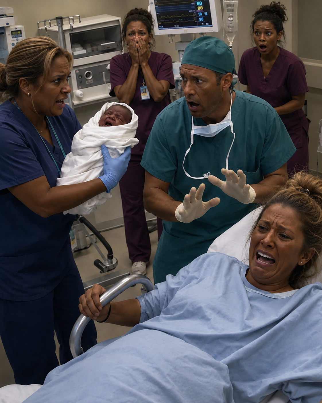 I was in labor carrying a 10-pound baby — and my own husband, the doctor, denied me a C-section because his intern convinced him I'd hurt her.
