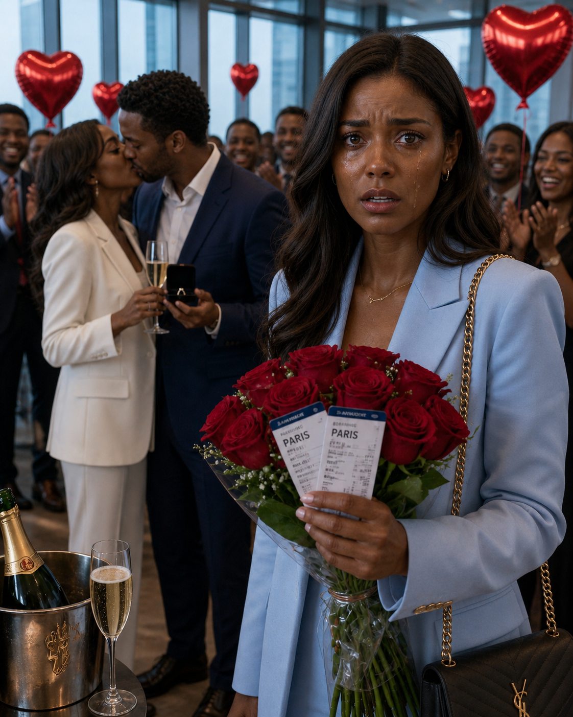 I Showed Up at My Husbands Office With Flowers and Two First-Class Tickets to Paris for Valentine's Day — Instead I Walked Into a Company-Wide Celebration of His Engagement to the Female CEO. He Slid a Diamond Ring Onto Her Finger as the Crowd Applauded. I Turned Around Quietly, Canceled Our Trip, Froze Every Joint Account, and Reclaimed My 83% Ownership of the Company — Worth $558 Million.