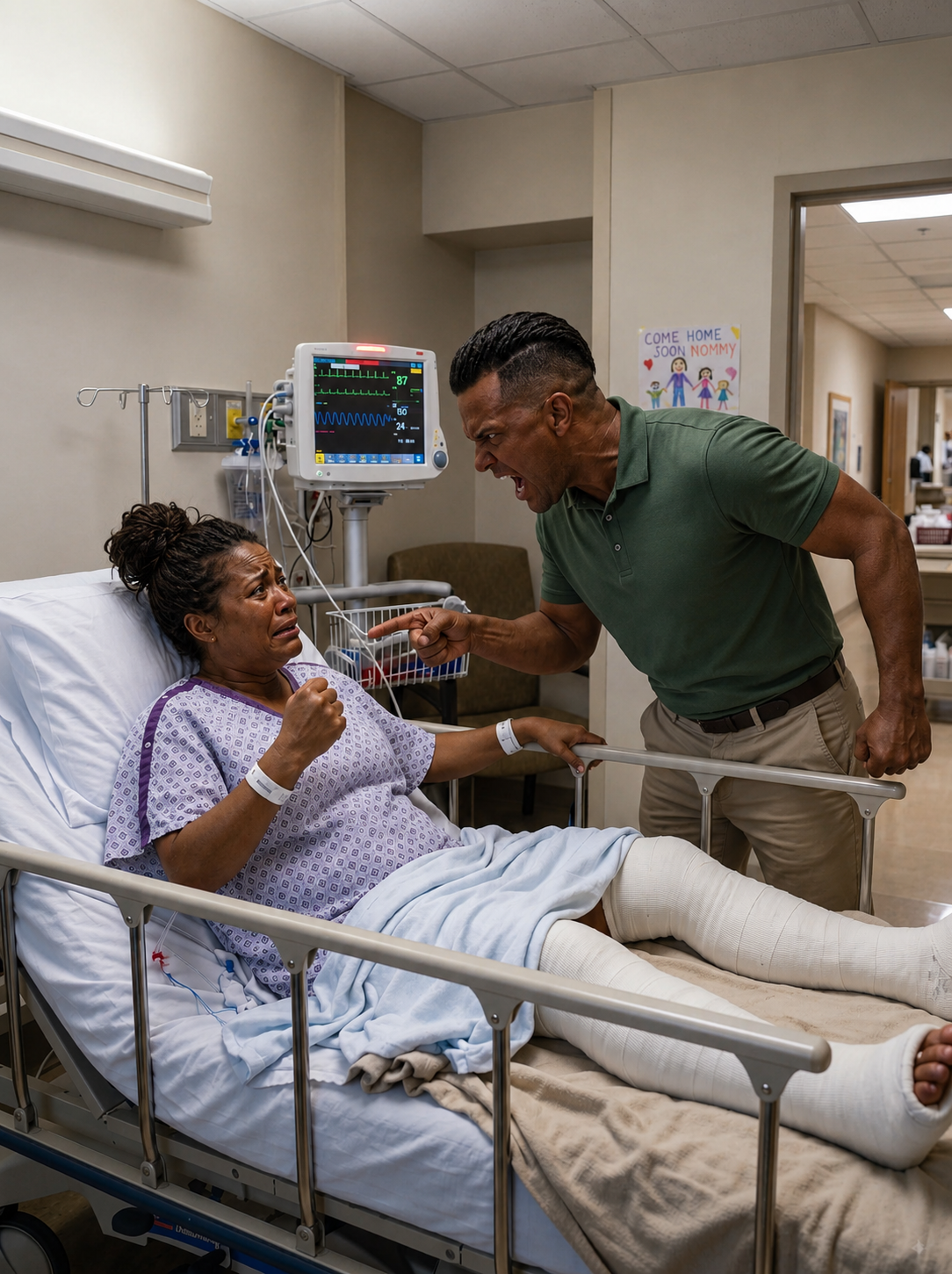 After a Devastating Car Crash, I Was Taken Directly to the Hospital. My Husband Burst Into My Room, Visibly Furious. "I've Had Enough of This Performance!" He Shouted. "Get Out of That Bed. I'm Not Spending Another Dollar on You!" He Grabbed My Arm and Tried to Pull Me Off the Mattress. When I Refused to Move, He Struck My Midsection With Both Hands. What Happened Next Changed Everything